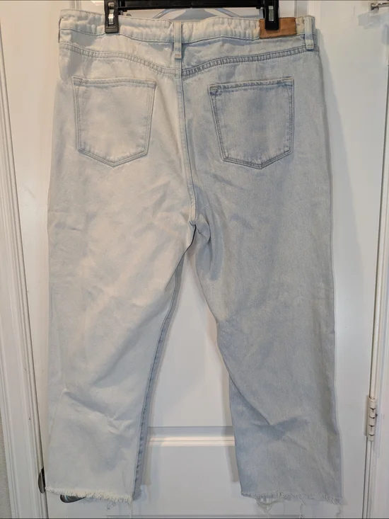 Dear John Frankie Straight Jeans Size 32 Light Wash Two-Tone Raw Hem High Rise - Picture 2 of 11